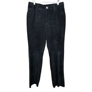 Chico's Black Suede Leather Bootcut Jeans Pants Women's Size Large Chicos Size 2